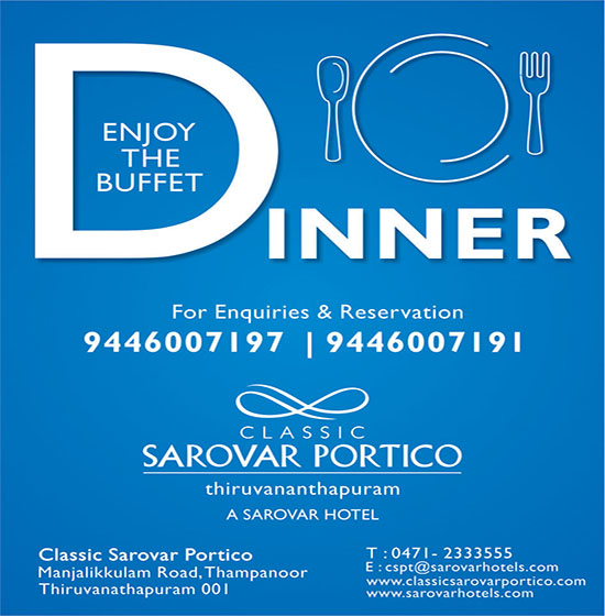 Buffet Dinner at an attractive price in the heart of Trivandrum city 